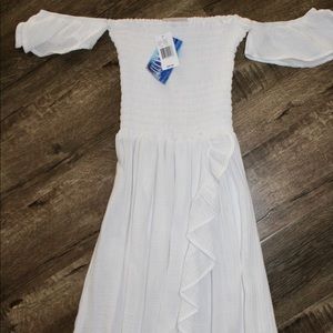 NWT white off the shoulder high low maxi, large